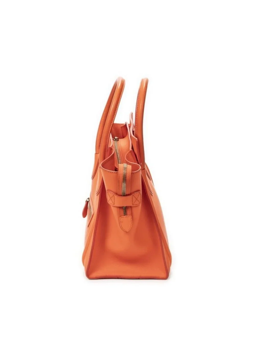 Celine Mini Luggage Orange Calfskin Leather Shoulder Bag - Picture 3 of 10